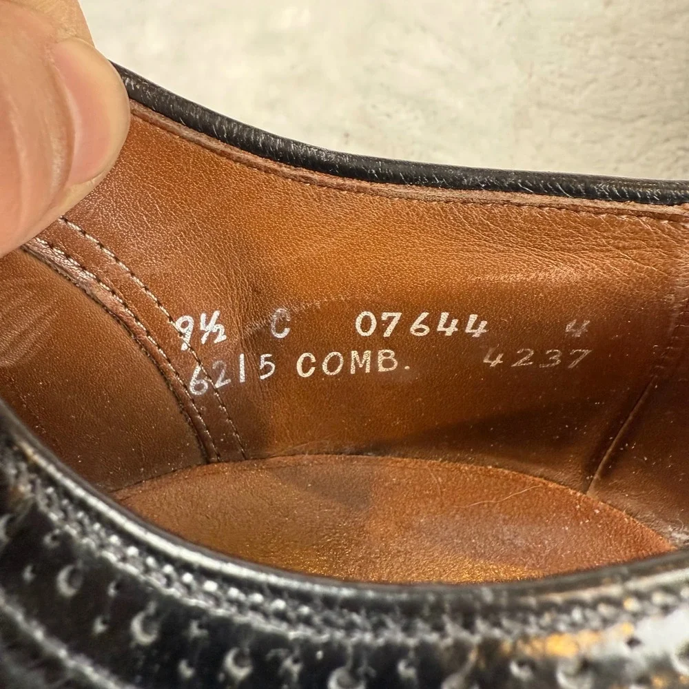 Allen Edmonds McAllister Black Leather Wingtip Oxford Shoes‎ 6215 Mens 9.5 C